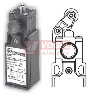 KSAP3R31Z11 Koncový spínač s resetem, ocelový čep s nylónovou kladkou, 1Z+1V, s mžikovou funkcí, kabel.vstup 1x PG11, IP65