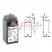 KSAP3T10W02 Koncový spínač s čepem, nylonový čep, 2V, bez mžikové funkce, kabel.vstup 1xPG11, 73x30x30,3mm, IP65