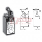 KSAP3T32W02 Koncový spínač s pákou a plastovou kladkou pr.12,5mm, ocelový čep, 2V, bez mžikové funkce, kabel.vstup 1x PG11, 92x30x30,3mm, IP65