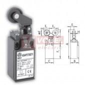 KSAP3T38Z11 Koncový spínač s pákou a plastovou kladkou pr. 22mm s kov.čepem, 1Z+1V, s mžikovou funkcí, kabel.vstup 1x PG11, 104x30x30,3mm, IP65