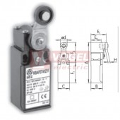 KSAP3T41Y11 Koncový spínač s pákou a nylonovou kladkou pr.18mm, 1Z+1V, bez mžikové funkce, s přesahem, kabel.vstup 1x PG11, 106x30x30,3mm, IP65