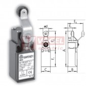 KSAP3T45W02 Koncový spínač s lomenou pákou a nylonovou kladkou pr.18mm, 2V, bez mžikové funkce, kabel.vstup 1x PG11, 114x30x30,3mm, IP65