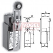 KSAP3T51Z11 Koncový spínač s nastavitelnou pákou a nylónovou kladkou pr.18mm, 1Z+1V, s mžikovou funkcí, kabel.vstup 1xPG11, 98,5-170,5x30x30,3mm, IP65