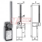 KSAP3T62W20 Koncový spínač ovládaný nerezovou pružinou pr.7mm, 2Z, bez mžikové funkce, kabel.vstup 1xPG11, 177x30x30,3mm, IP65