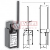 KSAP3T74W02 Koncový spínač ovládaný sklolaminátovou tyčkou pr.6mm, 2V, bez mžikové funkce, kabel.vstup 1xPG11, 255,5x30x30,3mm, IP65