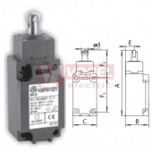 KSBP5H13W03 Koncový spínač s kovovou kladkou pr.12mm, 3V, bez mžikové funkce, kabel.vstup 1x M20, 117x40,5x41, IP65