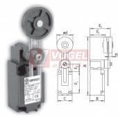 KSBP5H54W03 Koncový spínač s nastavitelnou pákou a gumovou kladkou pr.50mm, 3V, bez mžikové funkce, kabel.vstup 1x M20, 149-205x40,5x41, IP65