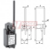 KSBP5H72X11 Koncový spínač ovládaný nylónovou tyčkou pr.6mm, 1Z+1V, bez mžikové funkce, bez přesahu, kabel.vstup 1x M20, 272x40,5x41, IP65