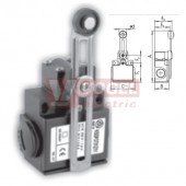 KSDP3T51X11 Koncový spínač s nastavitelnou pákou a nylónovu kladkou 18mm, 1Z+1V, bez mžikové funkce, bez přesahu, kabel.vstup 2xPG11, 91,5-163,5x33x57mm, IP65
