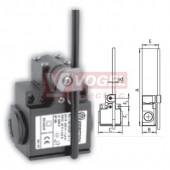 KSDP3T74Y11 Koncový spínač ovládaný sklolaminátová tyčka 6mm, 1Z+1V, bez mžikové funkce, s přesahem, kabel.vstup 2xPG11, 248,5x33x57mm, IP65