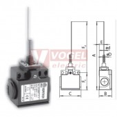 KSDP3T91X11 Koncový spínač ovládaný nerezovou pružinou s drátovým ukončením 1,2mm, 1Z+1V, bez mžikové funkce, bez přesahu, kabel.vstup 2xPG11, 181x33x57mm, IP65