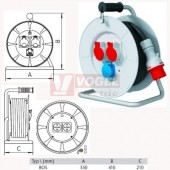 Prodluž.bubnový 25m/2x(4P/16A/400V IEN) PB 2E4/25m, IP44, kabel CGSG 4Cx2,5