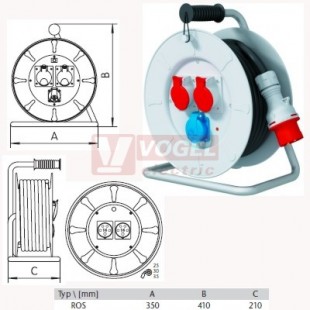 Prodluž.bubnový 30m/2x(5P/16A/400V IEG) PB 2E5G/30m, IP55, kabel CGSG 5Cx2,5