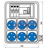 ROS FI-1600 zásuvková rozvodnice 6x230V/16A- jištěná+chránič IP44