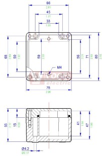 BPG-EX  1 skříňka polyesterová prázdná EEx e II T6,  80x 75x55mm, IP66 (těsnění neopren), barva šedá RAL7000, šroubky antikor.ocel, (-40 až +80°C)