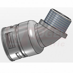 PM 25x1,5 vývodka VPARG-23M25 úhlová 45°, šedá, s vnějším závitem, IP67, PA6, pro chráničku NW23