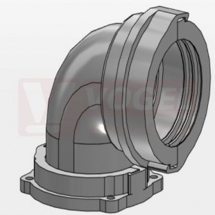 PASOG-95 přírubový konektor úhlový 90°, šedý, otočný, IP54, PA6, pro chráničku NW90