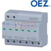 SJBC-25E-3-MZS Kombinovaný svodič bleskových proudů a přepětí typ 1+2, Iimp 25 kA, Uc AC 350 V, výměnné moduly, se signalizací, jiskřiště, varistor (38361)