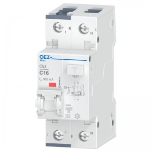 Chránič komb. 1P+N  16A C 300mA OLI-16C-1N-300A (10kA) typ A Minia