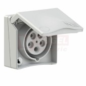 Zásuvka vestavná 5P  16A 400V IP44 6h PCE 845-6gv barva sv.šedá, designová verze - možnost dokoupit rámeček s těs.gumou a instalační krabici