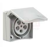 Zásuvka vestavná 5P  32A 400V IP44 6h PCE 855-6gv barva sv.šedá, designová verze - možnost dokoupit rámeček s těs.gumou a instalační krabici