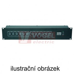 RACK-PROTECTOR-EURO-X12-1U zásuvka 12-nás. EURO s přepěť.ochr., typ 3, do 19" stojanů(A05961)