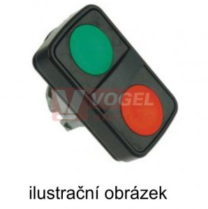 ZB4BL73407 Ovládací hlavice dvoutlačítková, černá obruba, 1tl. lícující, 1tl. s přesahem