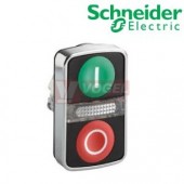 ZB4BW7A3741 Ovládací hlavice dvoutlačítková se signálkou, 2 lícující tlačítka, ZE (I), RU (O), kovová obruba