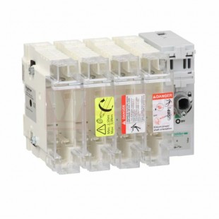 GS2G4 Pojistkový odpínač 4P, 63A, vel.pojistky 000, upevnění na desku, svorky pro oka 10-25mm2