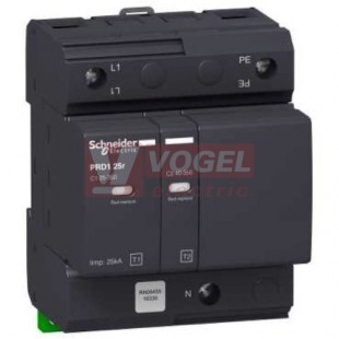 PRD1 25r 1P+N svodič přepětí typ 1+2, 25kA/40kA, s dálk.signalizací, max.trvalé prac.napětí 350V (16330)
