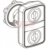ZB5AA71114 Hlavice stiskací trojtlačítková, BÍ "šipka nahoru" lícující / RU "STOP" s přesahem / BÍ "šipka dolů" lícující