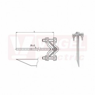DOUa-20 Cu držák ochranného úhelníku Cu k objektu, délka 200mm (V905)