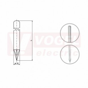 JK 2,0 jímací tyč s kovaným hrotem Fe/Zn, vyčnívající nad chráněným objektem, délka 2000mm (V410)