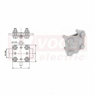 SR 3b N V4A svorka páska-drát Nerez V4A, š 30mm - drát pr. 7-10mm, 55x55mm, souběžné a křížové spojení (VN2095)