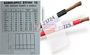 TS 12 Samolepicí štítky pro značení vodičů 7,5x15/30mm (v balení 270 štítků)