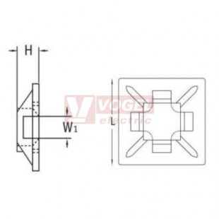 KAPC 19x19 Kabelová příchytka černá 19x19mm samolepicí, pro váz.pásky š 3,6mm