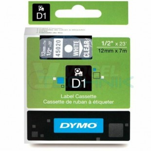 DYMO S0720600 45020 páska plastová 12mm, bílá na průhledném