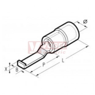 KIPPL 2,5/46 Kolík plochý zahnutý izolovaný 1,5-2,5mm2 / šířka 4,6mm, celková délka 46mm