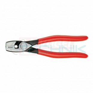 LK-D 056 9781180 KNIPEX Lisovací kleště na dutinky s izolocí i bez izolace pro průřezy 0,5-6 mm2, tvar lisu U, rukojeť potažené PVC, délka kleští