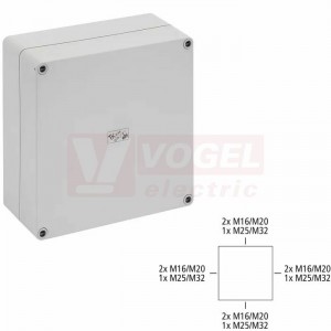 PS 1818-8f-o  Plastová krabice TK 182x180x84mm, víko šedé, bez předlisů, IP66, RAL7035, polystyrol