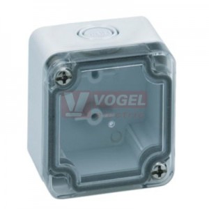 PC 55-4-tm Plastová krabice TK 52x50x35mm, víko průh, bez předlisů, IP66, RAL7035, polykarbonát
