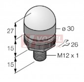 K30-LGRY-PQ EZ-light K30L, světelná signalizace, barvy RU, ŽL, 10-30V DC, zapojení PNP, rozměr pr.30xv57mm, mont.závit M22x1,5mm, připojení M12/4pin, IP67/69 [3078925]