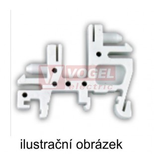 E02 příchytka pro dvě N/PE lišty, montáž na DIN lištu E6,5x9 a E8x8, barva šedá (00052)