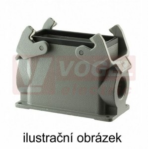 19300160271 Han B kryt konektoru, vel.16B, 2-třm., soklový bez víka, vysoké provedení, Han-Easy Lock, 2xM25, RAL7037