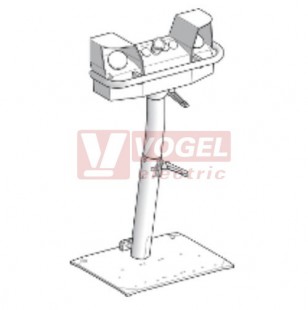 XY2SB724 obouruční ovládací pult (2x ovl. hřib .tlačítko ČE - kontakty NC+NO, 1x hřib.nouz.zastavení RU - kontakty NC+NC) s vydrátovaným svorkovnicovým blokem + podstavec XY2SB90