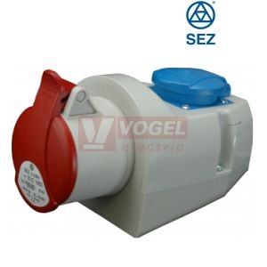 Zásuvka kombinovaná 4P  16A 400V IP44 IZVZ 1643 + vest.zásuvka 2P+PE 16A/240V modrá