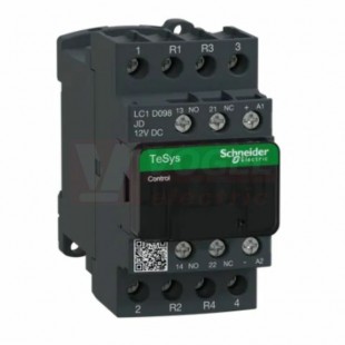 LC1D098JD     Stykač 4P 2Z+2V  20A AC-1,  12V DC, pom.kont. 1"Z"+1"V" šroub.svorky