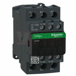 LC1D32JD      Stykač 3P  32A AC-3,  12V DC, pom.kont. 1"Z"+1"V" šroub.svorky, cívka s odrušovacím modulem
