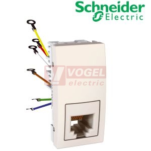 MGU349525 Unica - Zásuvka telefonní RJ12, 6 kontaktů, s clonkou a popisovým polem, 1 modul, Marfil