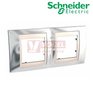 MGU66004510 Krycí rámeček 2-nás., Cromo/Marfil (UNICA Plus), VÝROBA UKONČENA